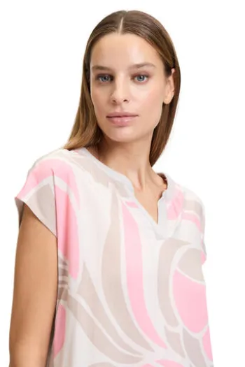 BETTY BARCLAY Shirt nature/rosé gemustert Kurzarm