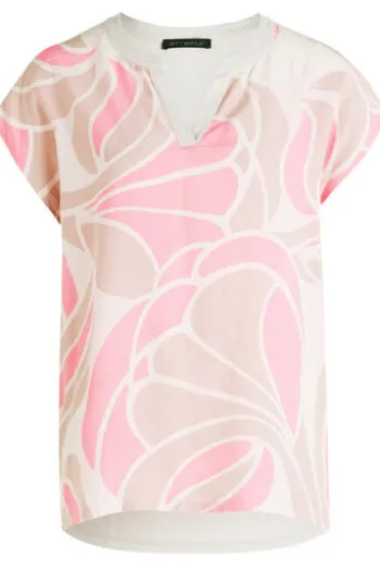 BETTY BARCLAY Shirt nature/rosé gemustert Kurzarm