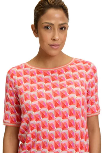 BETTY BARCLAY Shirt red/rosé gemustert Kurzarm