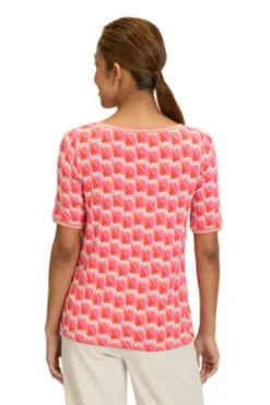 BETTY BARCLAY Shirt red/rosé gemustert Kurzarm
