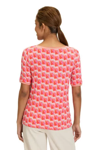 BETTY BARCLAY Shirt red/rosé gemustert Kurzarm