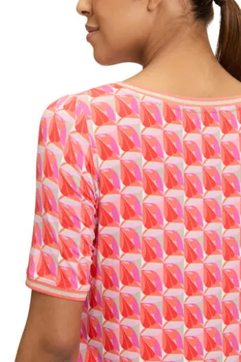 BETTY BARCLAY Shirt red/rosé gemustert Kurzarm