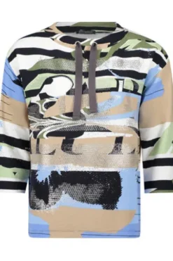 BETTY BARCLAY Sweatshirt blue/beige gemustert 3/4-Arm