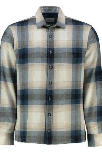 BRAX Flanell Hemd Kay beige kariert Comfort Fit Langarm