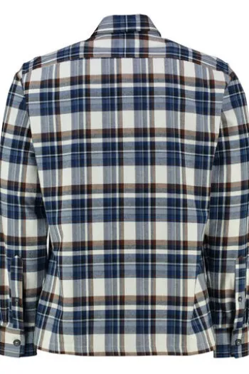 BRAX Flanell Hemd Kay blau kariert Comfort Fit Langarm