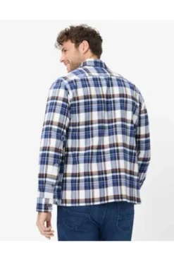 BRAX Flanell Hemd Kay blau kariert Comfort Fit Langarm