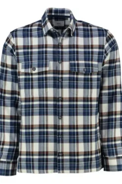 BRAX Flanell Hemd Kay blau kariert Comfort Fit Langarm