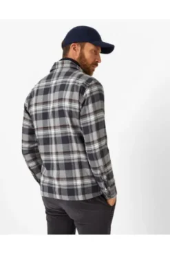 BRAX Flanell Hemd Kay grau kariert Comfort Fit Langarm