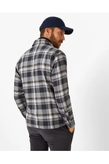 BRAX Flanell Hemd Kay grau kariert Comfort Fit Langarm