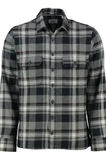 BRAX Flanell Hemd Kay grau kariert Comfort Fit Langarm