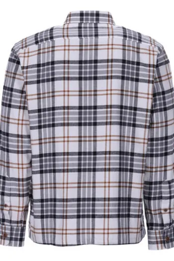 BRAX Flanell Hemd Kay grau kariert Modern Fit Langarm