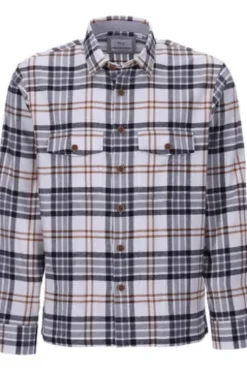 BRAX Flanell Hemd Kay grau kariert Modern Fit Langarm