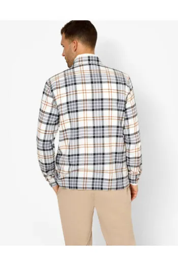 BRAX Flanell Hemd Kay grau kariert Modern Fit Langarm