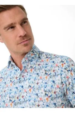 BRAX Hemd cove gemustert Modern Fit Kurzarm
