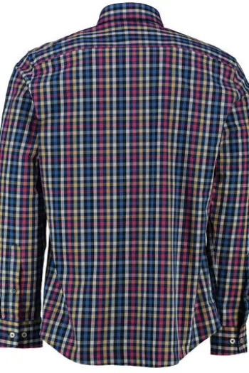 BRAX Hemd Daniel blau kariert Modern Fit Langarm Button-Down