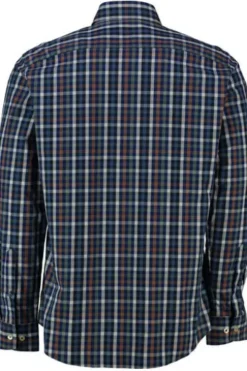 BRAX Hemd Daniel marine kariert Modern Fit Langarm Button-Down