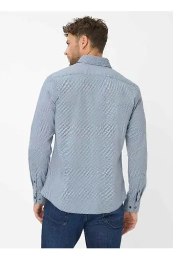 BRAX Hemd Daniel P baltic gemustert Modern Fit Langarm