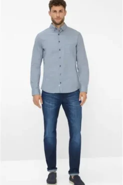 BRAX Hemd Daniel P baltic gemustert Modern Fit Langarm