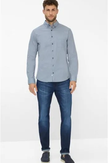 BRAX Hemd Daniel P baltic gemustert Modern Fit Langarm