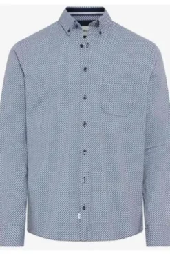 BRAX Hemd Daniel P baltic gemustert Modern Fit Langarm