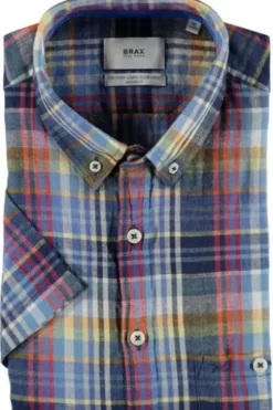 BRAX Hemd manhattan kariert Modern Fit Kurzarm
