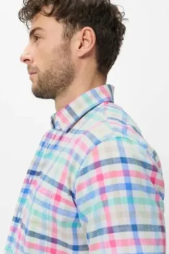 BRAX Karo Hemd Dan raspberry kariert Modern Fit Kurzarm