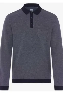 BRAX Langarm Polo-Shirt Paros navy