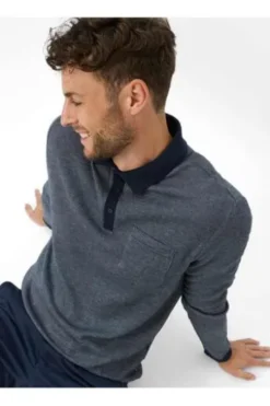 BRAX Langarm Polo-Shirt Paros navy