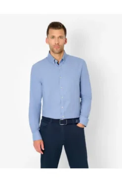 BRAX Leicht Flanell Hemd blau gemustert Modern Fit