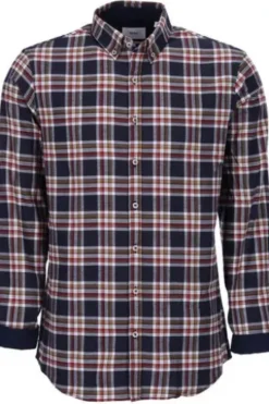 BRAX Leicht Flanell Hemd Daniel blau/rot kariert Modern Fit Langarm Button-down