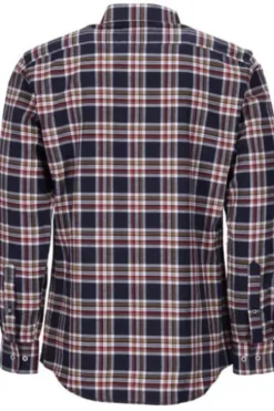 BRAX Leicht Flanell Hemd Daniel blau/rot kariert Modern Fit Langarm Button-down