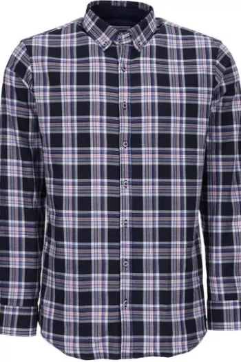 BRAX Leicht Flanell Hemd Daniel blau/blau kariert Modern Fit Langarm Button-down