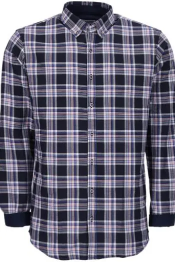 BRAX Leicht Flanell Hemd Daniel blau/blau kariert Modern Fit Langarm Button-down