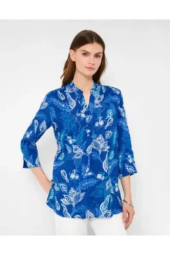 BRAX Leinen-Bluse Velvet Blau