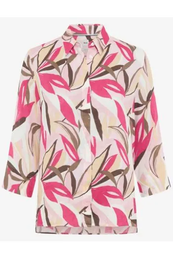 BRAX Leinen-Bluse Vicki rasperry gemustert 3/4-Arm