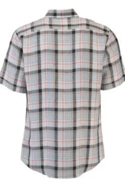 BRAX Leinen Hemd Dan hellbraun kariert Slim Fit kurzarm