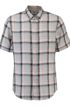 BRAX Leinen Hemd Dan hellbraun kariert Slim Fit kurzarm