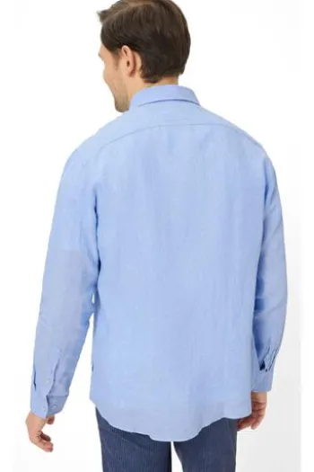 BRAX Leinen Hemd Daniel sky Modern Fit Langarm