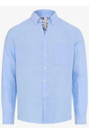 BRAX Leinen Hemd Daniel sky Modern Fit Langarm