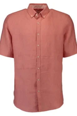 BRAX Leinen Hemd Dan pfirsich kariert Slim Fit kurzarm