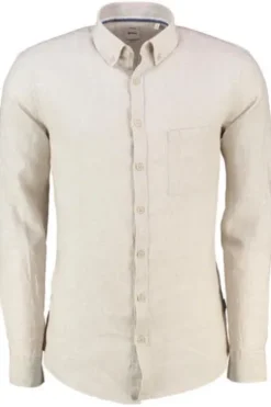 BRAX Leinen Hemd Dirk beige Modern Fit Langarm Leinen