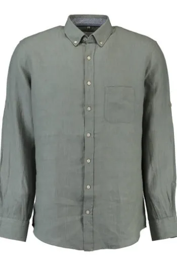 BRAX Leinen Hemd Dirk gruen kariert Slim Fit