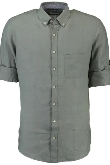 BRAX Leinen Hemd Dirk gruen kariert Slim Fit
