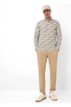 BRAX Leinen Hemd Harold heaven geblümt Modern Fit Langarm