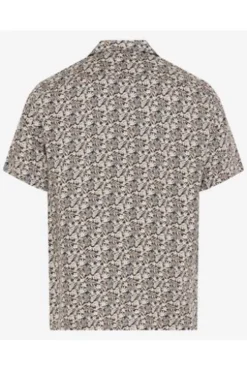 BRAX Leinen Hemd Luke peanut geblümt Modern Fit Kurzarm