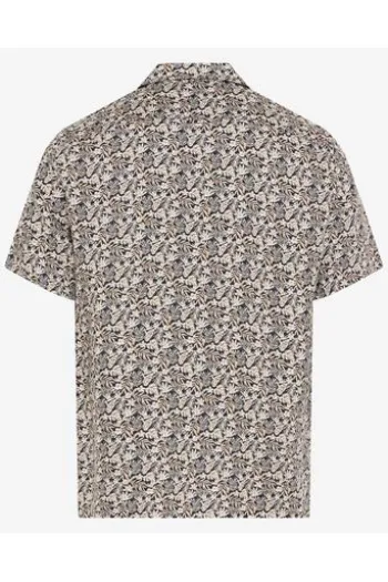 BRAX Leinen Hemd Luke peanut geblümt Modern Fit Kurzarm