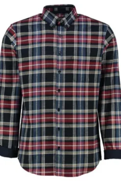 BRAX Light Flanell Hemd Daniel blau/rot kariert Modern Fit Langarm Button-Down