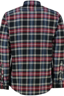 BRAX Light Flanell Hemd Daniel blau/rot kariert Modern Fit Langarm Button-Down
