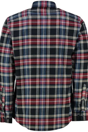 BRAX Light Flanell Hemd Daniel blau/rot kariert Modern Fit Langarm Button-Down