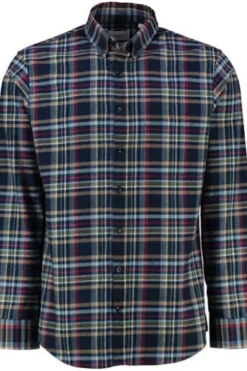 BRAX Light Flanell Hemd Daniel marine kariert Modern Fit Langarm Button-Down